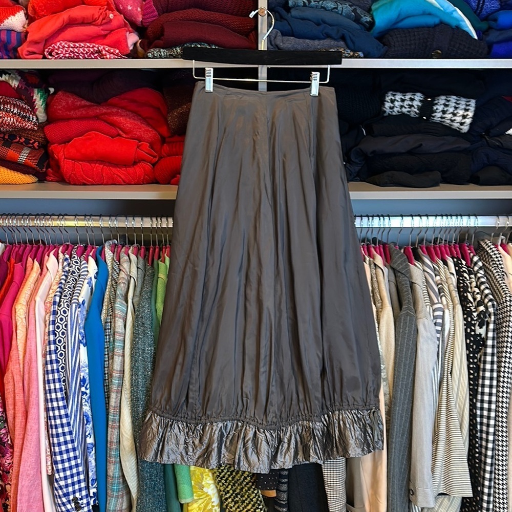 Unbranded dark gray 100% silk maxi skirt size 4